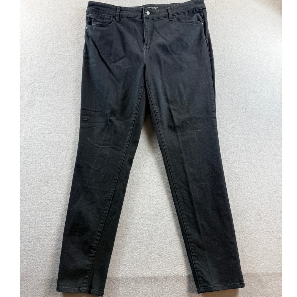 Chico's Platinum Jegging Women 2 Black Denim Stretch Slim Leg Mid Rise 36x29
